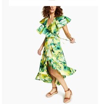 INC Women Plus 4X Rio Palms Tropical Print Ruffle Wrap VNeck Tie Dress NWT W48 - £42.39 GBP