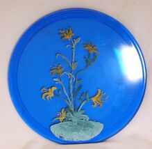 Corning Trivet Cobalt Blue Round Casserole Under Plate Hand Painted a - $39.59