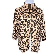 Kim Rogers Leopard Print Two Button Neck Button Cardigan Sweater Petite ... - $11.96