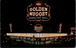 Golden Nugget Gambling Hall Night View Las Vegas Nevada NV Chrome Postcard A5 - £2.29 GBP