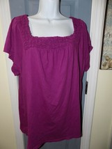 Basic Editions Purple Short Sleeve Shirt Size 2X Women&#39;s NWOT - £14.26 GBP