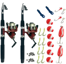 Two 33 Piece Fishing Kits (66pcs) Rod Spinning Reel Hooks Sinkers Lures ... - $34.27 CAD