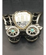 Vintage Silver Tone Turquoise Colored Stones Carriage Wagon Bolo Tie Clasp - $376.14 MXN