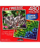 White Tiger Family / Rainbow Butterflies - Total 480 Piece 2 in 1 Jigsaw... - £13.58 GBP