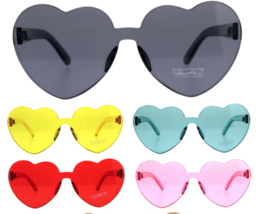 Heart Shape Love Womens Rimless Sunglasses Shield Candy Color - £7.86 GBP