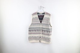 Vtg 90s Streetwear Womens XL Country Primitive Heart Flower Knit Sweater Vest - £38.88 GBP