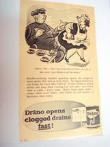 1953 Drano Ad with Mary Gibson Cartoon Art - $7.99