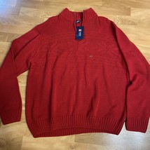 CHAPS Red Long Sleeve Christmas Sweater Quarter Zip Snowflake Mens Size ... - £15.59 GBP