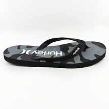 Hurley Mens Black Gray Camo Logo Flip Flop Pool Beach Sandals - $17.95