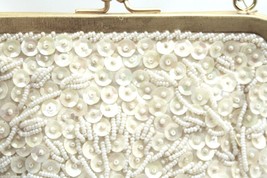 Vintage Purse Ivory Sequins Beaded Evening Wedding  Bag Hong Kong 1960S - $24.68