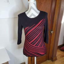 Womans Dana Buchman Red black sweater Diagonal Stripe Care tag is gone Size S - £14.58 GBP