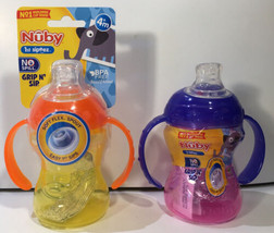 Lot of 2, Nuby Grip N Sip Super Spout Sippy Cup with Handles, 4m+, 8 oz - $13.98