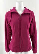 Columbia Womens Fleece Jacket Size M Fuchsia Pink Zip Up Hooded Thumbholes - £34.41 GBP