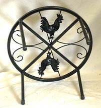 Metal Rooster Chicken Plant Stand Black Home Garden Patio Decor - $461.15 MXN