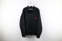 Spyder Mens XL Distressed Spell Out Fleece Lined Full Zip Jacket Black P... - $34.60