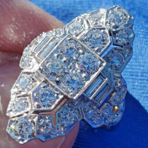 Earth mined Diamond European cut Deco Engagement Ring Antique Platinum Setting - £10,148.76 GBP