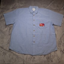 Guy Harvey Blue Water Shirt Adult XL Blue Short Sleeve Button Up Casual Mens - £28.37 GBP