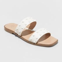 A New Day Women&#39;s Stella Two Band Studded Sandals Size 8.5 White New - $16.44