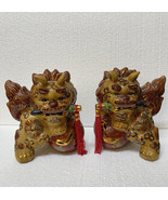 vtg gilded foo dogs with swords balls &amp; tassles 7.5” tall - $1,862.86 MXN