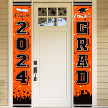 2024 Graduation Party Decorations Porch Sign Banner Orange Large Congrats Grad P - £16.72 GBP