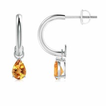 Natural Citrine Pear-Shaped Drop Earrings in 14K Gold (Grade-AA , 6x4MM) - £282.85 GBP