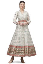 Womens Anarkali Gown Ankle Length Jacquard Wedding Party fashion dress F... - $44.18
