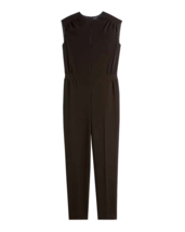 NWT Theory Shirred Jumpsuit in Black Classic Crepe Keyhole Neck Jumpsuit 6 - £55.70 GBP