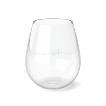 Personalized 11.75oz Stemless Wine Glass with Mountain Range Silhouette - £18.86 GBP