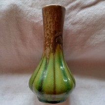 Hosley TM potteries, 6 1/2&quot; vase, drip glaze, browns &amp; greens - £19.20 GBP