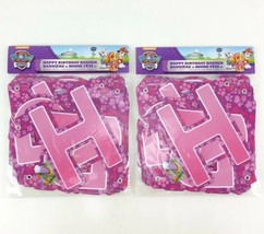 (Lot of 2) Paw Patrol Happy Birthday Banner 6.59 Ft. Girls Pink Purple  New - £6.99 GBP