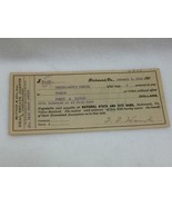 Antique 1920 Real Estate Note 24978 National State and City Bank Richmon... - £6.12 GBP
