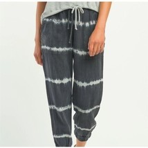 Japna Drawstring Joggers Tie Dyed Gray White Casual Pants Tapered Leg Si... - $19.79