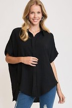 Umgee Full Size High-Low Button Up Short Sleeve Shirt - $55.64