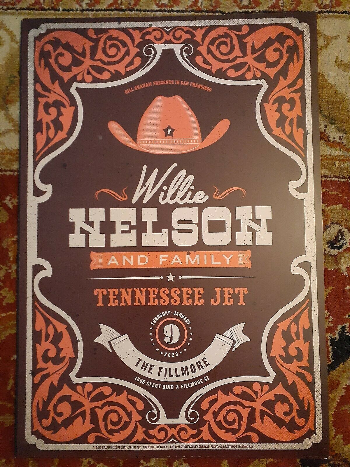 Primary image for MINT WILLIE NELSON Fillmore Poster 19 HAT