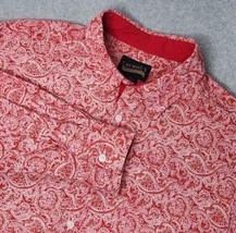 Cremieux Mens Red Paisley Print Button Up Shirt XL Long Sleeve Cotton Casual - $22.99