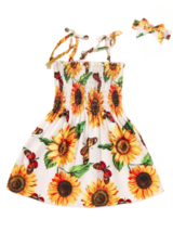 NWT Toddler Girls Sunflower Dress Headband Size 2T 3T 4T NEW - £10.97 GBP