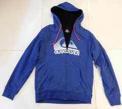 Quiksilver Blue Zip Front Sherpa Hoodie Size Medium BNWT - £50.81 GBP