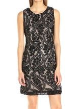 Taylor Dress 4 Black Floral Lace Mesh Illusion Sequin Texture Cocktail P... - £27.55 GBP