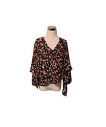 Stella Black Floral Front Tie Top Size L - $471.15 MXN