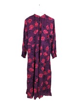 Women&#39;s Long Sleeve Button Neck Purple Floral Tiered Shift Dress - A New... - $10.88