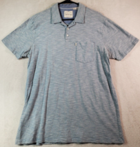 Original Penguins Polo Shirt Mens Large Blue Striped 100% Cotton Pocket Collared - £10.02 GBP