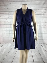 Emma &amp; Michele Silky Woven Ruffled Navy Blue Dress Nwt Xl - £14.06 GBP