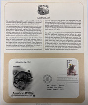 American Wildlife Mail Cover FDC &amp; Info Sheet Eastern Armadillo 1987 - £7.84 GBP
