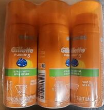 NEW Lot of 3  Gillette Fusion 5 Ultra Sensitive Shave Gel 2.5 oz each Tr... - $14.84
