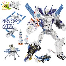 527PCS 6in1 Boys Aeerospace Transformation Robot Building Blocks Set Toys - £22.32 GBP