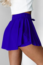 Dark Blue Drawstring Elastic Waistband Lined Tennis Skorts - $230.93 MXN