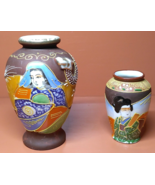 Japanese Moriage Dragon Ware Satsuma Vases Hand Painted Porcelain Pair of 2 - $228.24 MXN