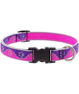 Lupine Reflective Small Dog Collar 3/4&quot; Wide Pink Paws Adjusts from 9&quot; t... - $26.48