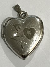 Vtg Signed(R) 925 Sterling Silver Floral Heart Design Locket Pendant 3.1 Grams - £32.16 GBP