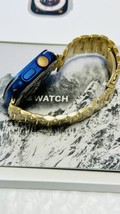 Custom Anodized Blue 49MM Apple Watch ULTRA Titanium Gold Plated Link Band - £1,065.04 GBP